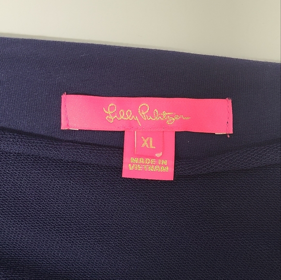 Lilly Pulitzer Off Shoulder Sheera French Terry Top in True Navy XL - Picture 9 of 11